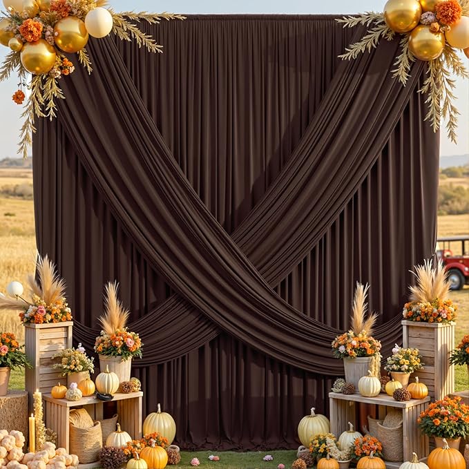 50×12ft Wrinkle Free Brown Backdrop Curtain - Image 2