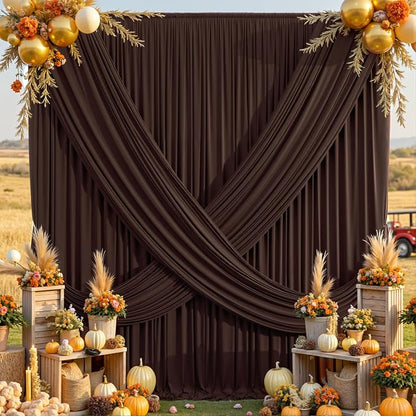 20×14 ft Brwon Wrinkle Free Backdrop Curtain, Soft Silky Polyester Wedding - Image 9