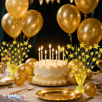 PMU 3 Pack Bursting Star Metallic Foil Spray Centerpiece- Gold Balloon Weights - Image 5