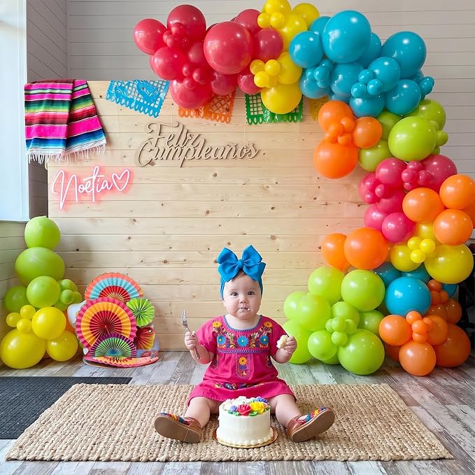 Mexican Fiesta Balloon, 60 Pack 12 Inch Rainbow Colors Balloon - Image 5
