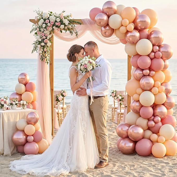 Retro Blush Pink Balloons, 60 Packs 12 Inch Dusty Pink Metallic Chrome Rose - Image 6