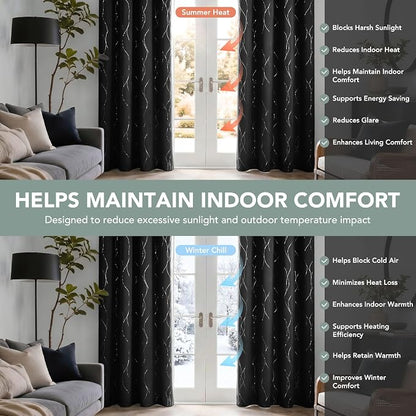Deconovo 100% Blackout Living Room Curtains 63 Inches Long, Thermal Insulated - Image 5