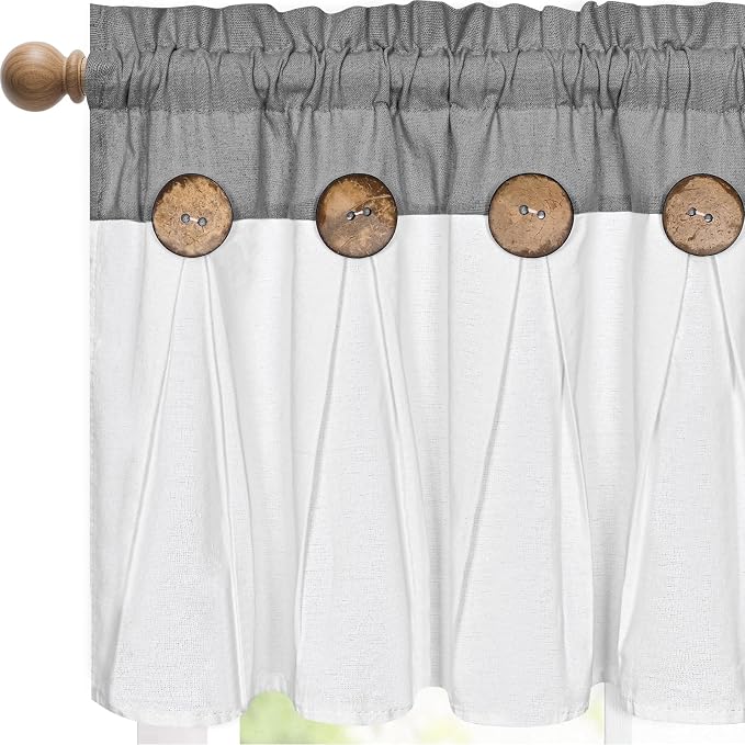 Farmhouse Valance Curtains, Boho Cotton Linen Kitchen Valance, Country Rod by FRAMICS