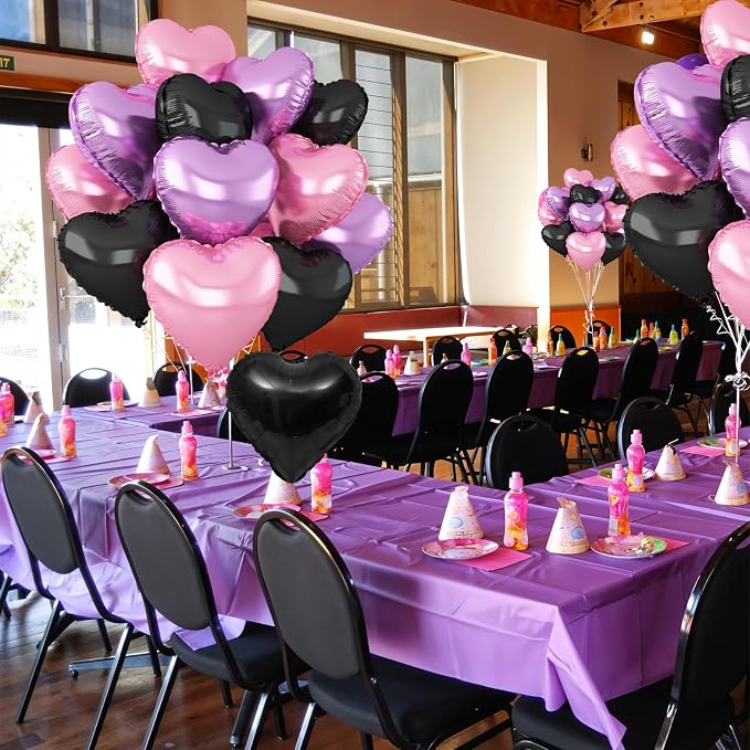 Pink Purple Heart Balloons, 18Inch Purple Pink Helium Polyester Film Balloon - Image 6