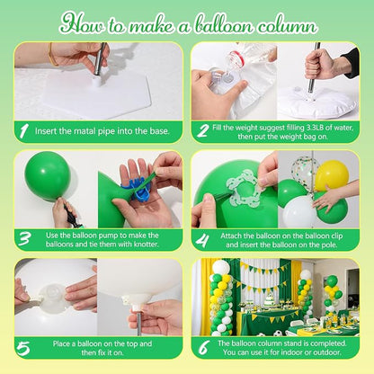 Green Yellow Balloon Column Stand Kit of 2 | 102Pcs Green Yellow White Balloons - Image 7