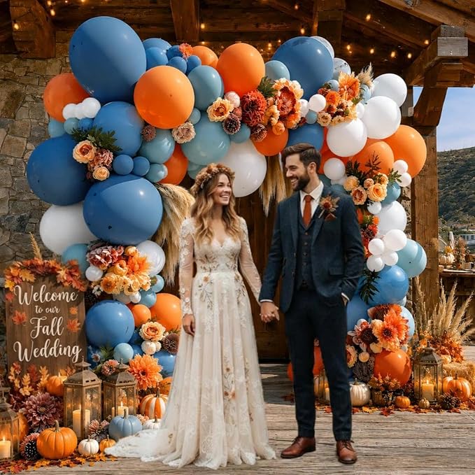 Dusty Blue Orange Fall Balloon Arch Garland Kit 91Pcs Double Stuffed | Burnt - Image 6