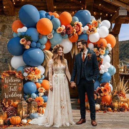 Dusty Blue Orange Fall Balloon Arch Garland Kit 91Pcs Double Stuffed | Burnt - Image 6