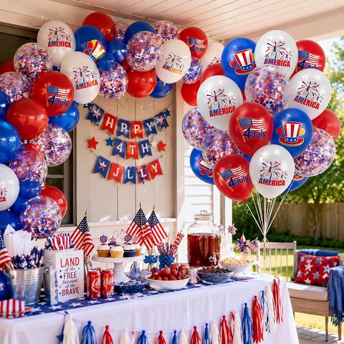 4th of July Balloons Decorations Set Red, Fourth of July Balloons - Image 4