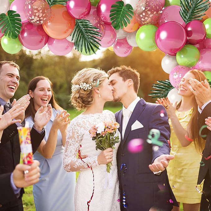 117Pcs Tropical Balloons Arch Garland Kit Luau Party Decorations | Hot Pink - Image 5