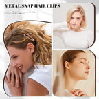 16 PCS Snap Hair Clips Metal Barrettes for Women Non Slip Barrettes for Thick and Thin Fine Hair,Bright Black Brown Beige,2.36 x 0.43 Inches.