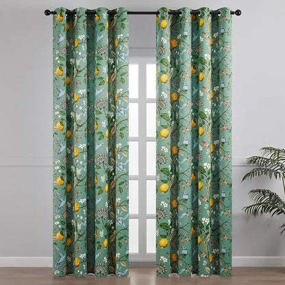 Topfinel Living Room Curtains 72 Inches Long Floral Spring Curtains, Vintage - Image 2