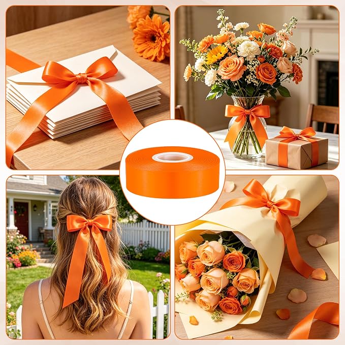 1In 30Yards Orange Satin Ribbon - Image 4