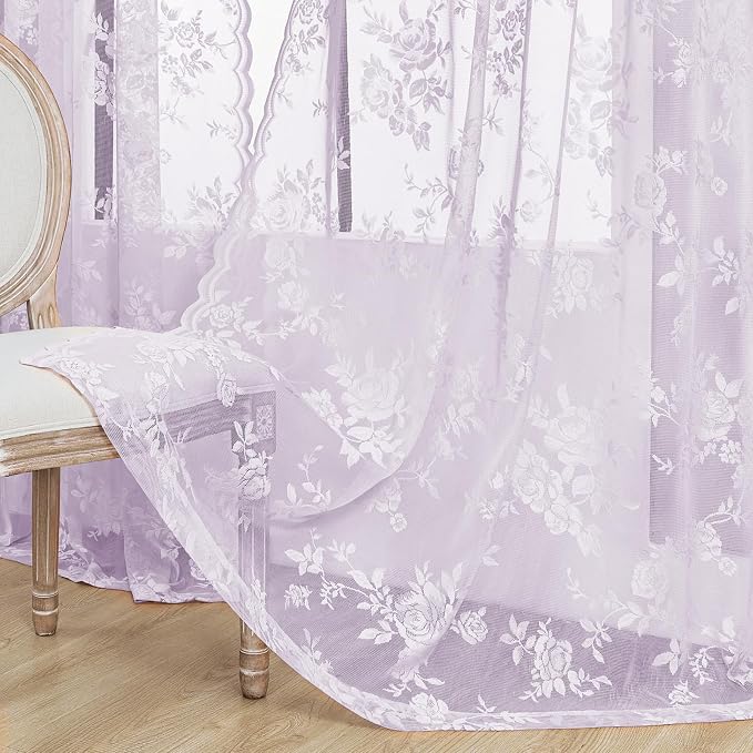 Lilac Purple Lace Curtains - Image 5