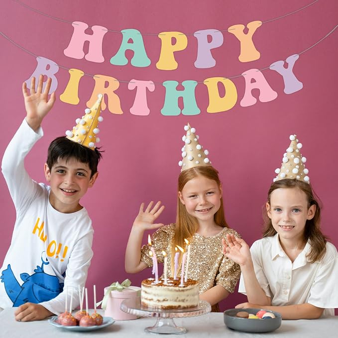 Pre-Strung Pastel Happy Birthday Banner, Girls Toddler Birthday Party - Image 3