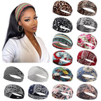 DRESHOW Yoga Running Leopard Headbands for Women Elastic Non-Slip Headbands Sports Workout Hair Bands 16 Pack