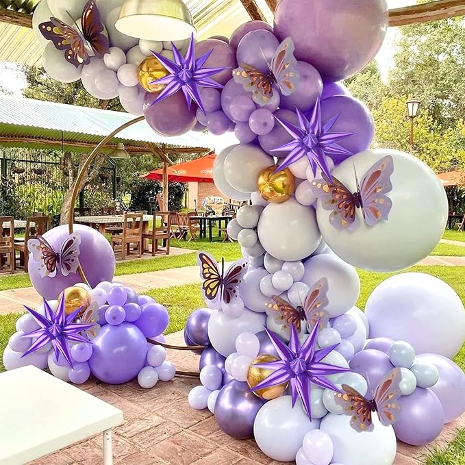 60 PCS Purple Star Balloons, 12 Point cone Explosion Star Foil Balloons - Image 2