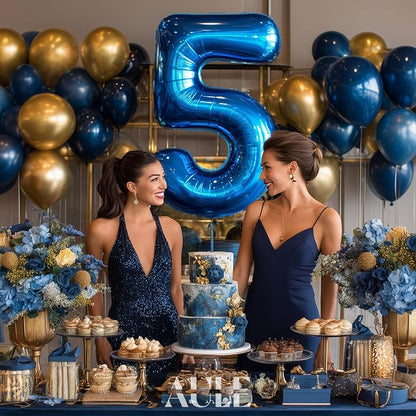 AULE 40 Inch 5 Blue Balloon Number Foil 0-9 Birthday Big Numbers | Birthday - Image 2