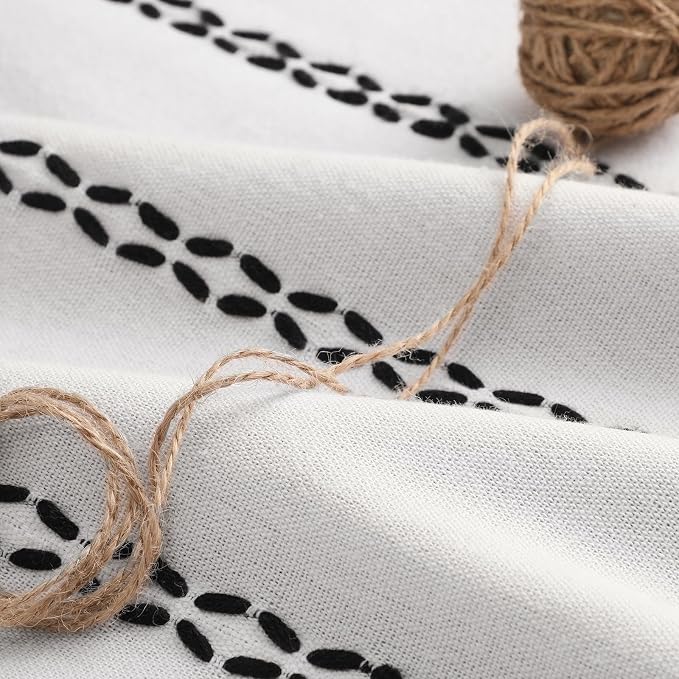 White 100% Boho Blackout Curtains 84 Inch 2 Panels - Image 5