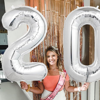 Number Balloons Silver Party Balloon - Image 6