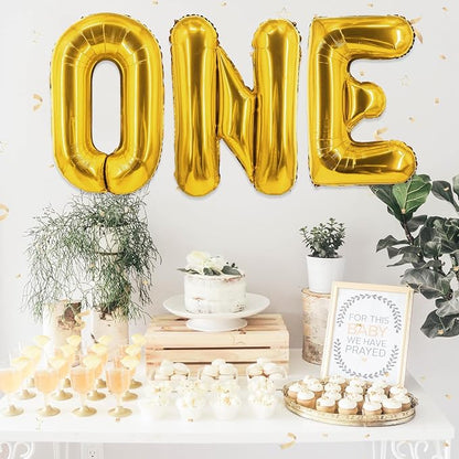 Biapian 40 Inch One Letter Balloons, Big Gold ONE Foil Balloons - Image 5