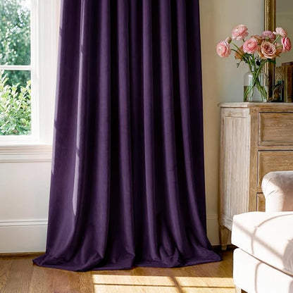 Purple Orchid Velvet Curtains Back Tab, W52 x L108 inches, 2 Panels | Room - Image 7