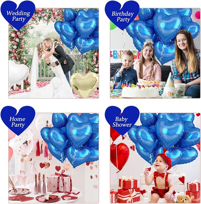 Biapian Dark Blue Heart Balloons, 18inch Love Foil Balloons Helium - Image 7