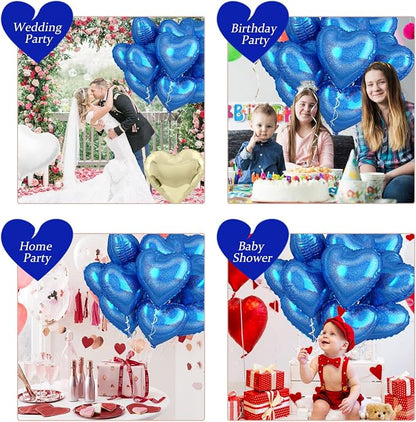 Biapian Dark Blue Heart Balloons, 18inch Love Foil Balloons Helium - Image 7