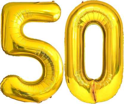 FIROMI 50 Number Balloons Gold Big Foil Mylar 50th Balloon Numbers 40-inch | by Firomi