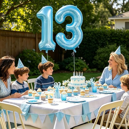 Pastel Blue 11 Balloon Number, Light Blue 11 Balloons - Image 4