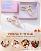 ACECHA 2 Pack Gold Metal Bow Hair Claw Clips for Women, 4.5" Colorful Non-slip Hairclips for Thick Thin Hair Claws Strong Hold Styling (Pure Color 00)
