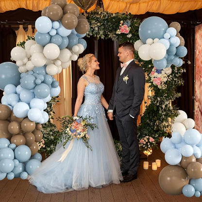 136pcs Dusty Blue & Brown Balloon Arch Kit – 18/12/10/5 Inch Balloons | Balloons - Image 3