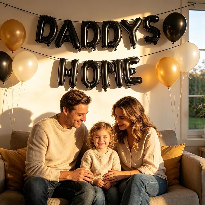 2 Set 20Pcs Black DADDYS HOME Letter Balloons 16in Balloon Foil Letter - Image 5
