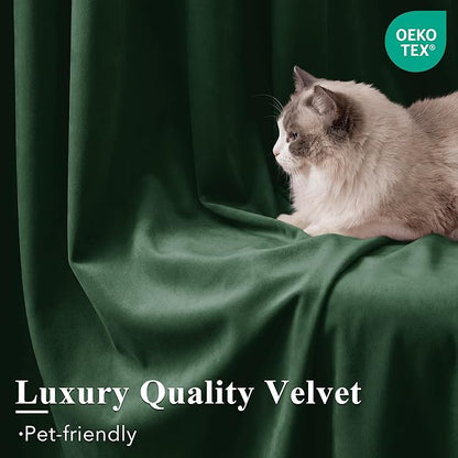 Dark Green Christmas Velvet Drapes Room Darkening, 300GSM Heavy Soft Velvet - Image 5