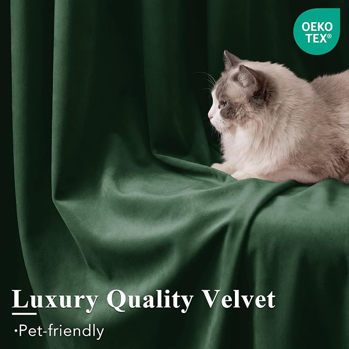 Dark Green Christmas Velvet Drapes Room Darkening, 300GSM Heavy Soft Velvet - Image 5