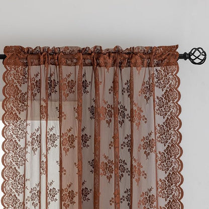Kotile Warm Brown Lace Curtains - Image 3