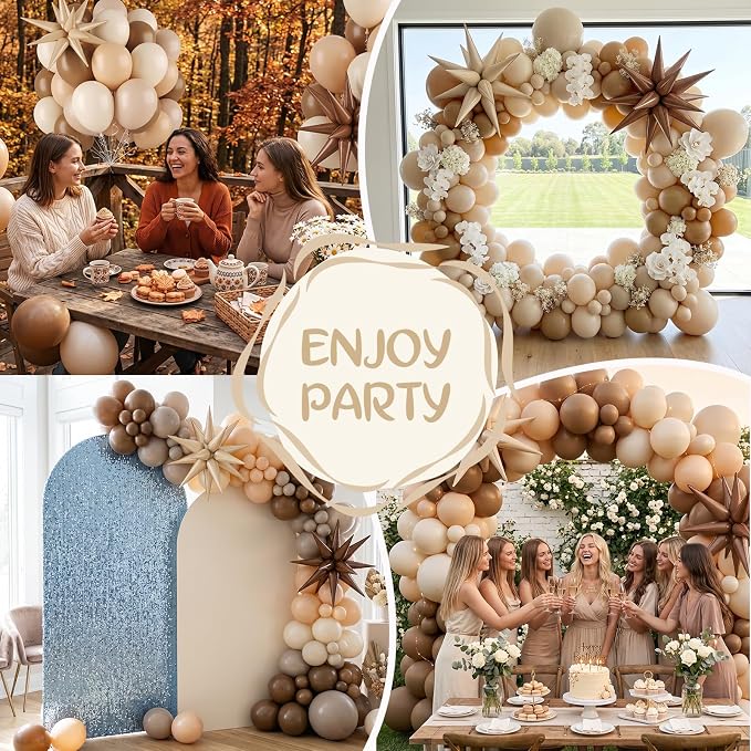 Brown Balloons, 12 Inch Double-layered Neutral Brown Nude Beige Cream Balloons - Image 6