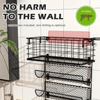 Wall-Mounted Hair Dryer Holder Styling Tool Organizer 4-Shelf Storage Wire Basket with Hook Heat Safe Rack for Hair-Straighteners,Curling Wands,Flat Iron,Perfume,Cabinet Door Bathroom Kitchen