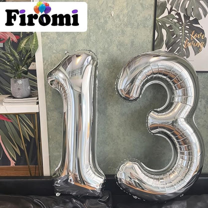 FIROMI 13 Number Balloons 40-inch Silver Big Foil Mylar 31 Balloon Numbers | - Image 4