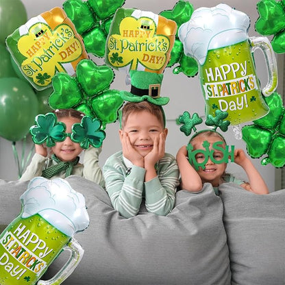 St. Patrick's Day Balloons 5pcs 18 Inch Shamrock Balloons Clover Foil Balloon - Image 6