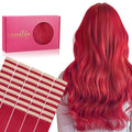 WENNALIFE Tape in Hair Extensions, 40pcs 120g 26 Inch Red Human Hair, Straight Invisible Reusable Real Extensions