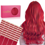 WENNALIFE Tape in Hair Extensions, 40pcs 120g 26 Inch Red Human Hair, Straight Invisible Reusable Real Extensions