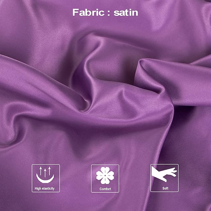 NTBAY Zippered Satin Pillow Cases for Hair and Skin, Luxury Queen Hidden Zipper Pillowcases Set of 2, 20x30 Inches, Purple