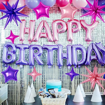 Hot Pink Purple Star Balloons, 22/18/10 Inch Foil Balloons, Four-Pointed Balloon - Image 4