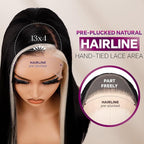 BLL Lace Front Wig, Skunk Stripe 13X4 Lace Wig Pre Plucked Glueless Synthetic Heat Resistant Long Straight Black and Blonde Wigs 26inch Suitable For Everyday Wear