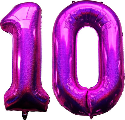 Laser Hot Pink Number 10 Balloons 40 Inch Giant Number Pink 10 Foil Mylar by COLORFULELVES