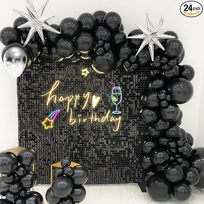 4x6 FT Black Shimmer Wall Backdrop, Glitter Bling Photo Backdrop by Unknown