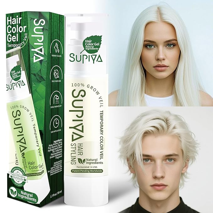 Temporary Hair Styling Color Serum, Green Blue Purple Red Hair Dye Color Gel Washable Natural Instant Hair Color Wax for DIY Hairstyle for Kids Men Women(White#88)