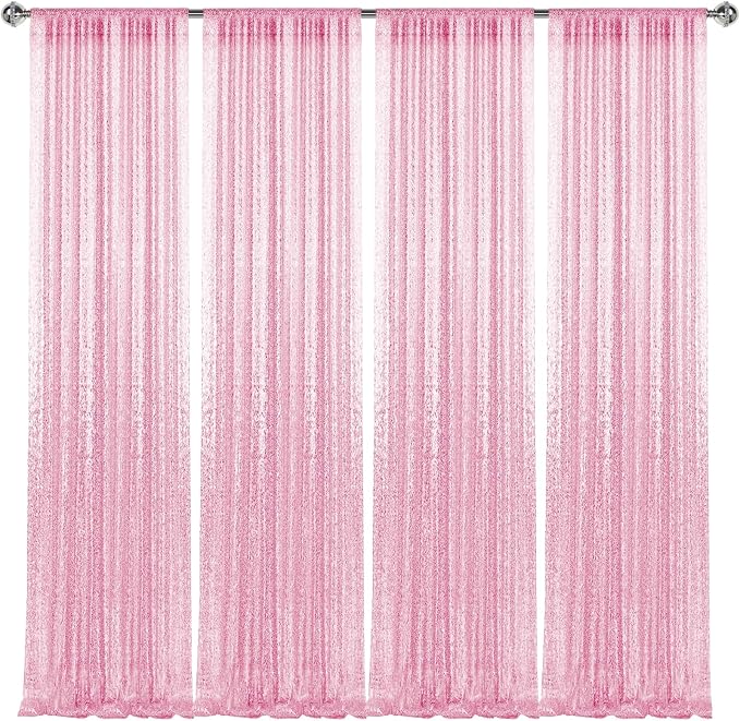 2×8FT-4PCS Pink Sequin Backdrop Curtains Panels, Photography Backdrop Glitter - Image 8