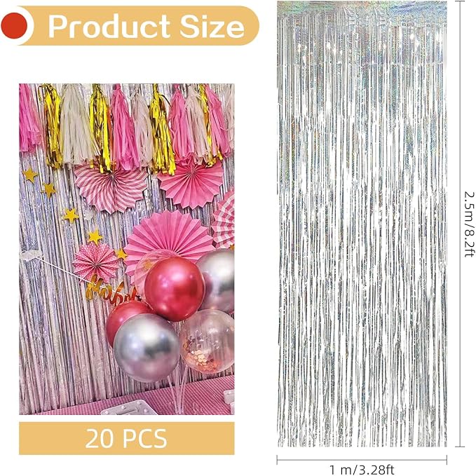 20 Pack Silver Foil Curtains - Image 3