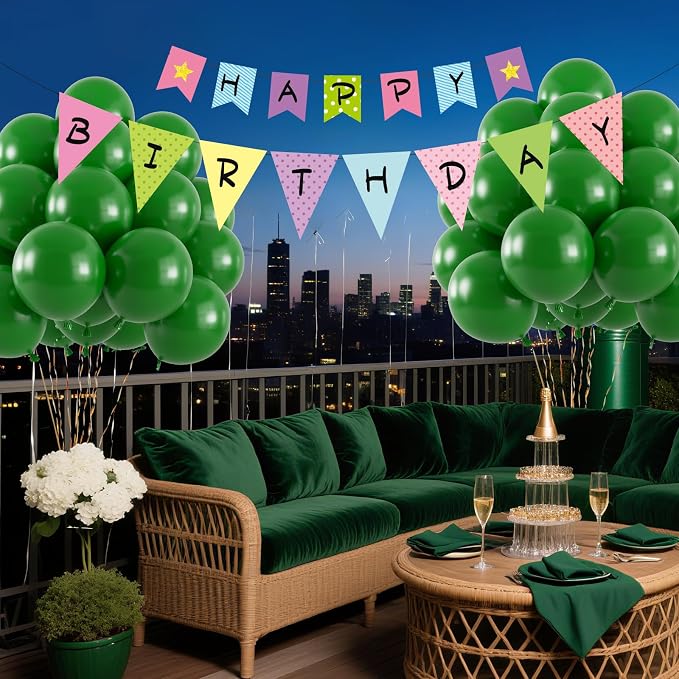 50pcs Dark Green Balloons, Helium 12inch Emerald Green Party Balloons - Image 5